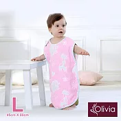 【Olivia】全棉六層紗 寶寶兒童四季防踢被背心 3-4Y 粉色動物