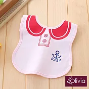 【Olivia】可愛卡通防水圍兜口水巾 水手粉