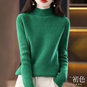 【初色】半高領純色打底保暖毛衣針織上衣-共7色-65111(F可選) F 綠色