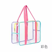 【E.dot】PVC防水肩背手提兩用式透明果凍包 彩色