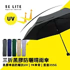 【SE Lite】抗UV三折黑膠防曬晴雨傘_ 鐵灰