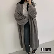 【Jilli~ko】復古燈籠袖針織開衫外套 B46 FREE 灰色