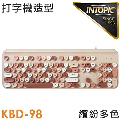 INTOPIC 廣鼎 炫彩復古圓鍵帽鍵盤(KBD─98) 沙漠棕彩