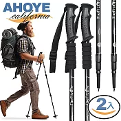 【Ahoye】四節伸縮鋁合金登山杖 53-110cm (兩入組) 伸縮杖 摺疊杖