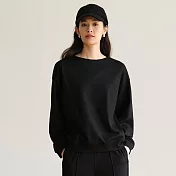 旅途原品 羊毛休閒運動衛衣女冬季寬鬆設計感 M L XL XL 經典黑
