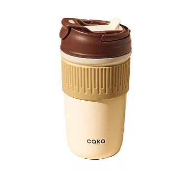Caka caka 陶瓷保溫杯 雙飲隨身杯 咖啡隨行杯 316不鏽鋼 450ml 摩卡棕
