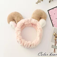 【卡樂熊】立體羊角耳朵造型洗臉髮帶(三色)─ 粉色