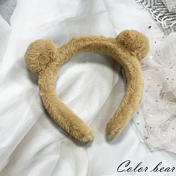 【卡樂熊】親膚毛絨小熊耳朵造型髮箍/髮圈(兩色)- 棕色