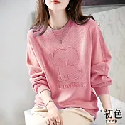 【初色】圓領大象印花寬鬆T恤上衣-共2色-64567(M-2XL可選) XL 粉色