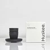 【Huskee】澳洲 咖啡豆殼環保杯盤組 3oz/ 90ml (2入) 炭黑色