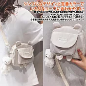 【Sayaka紗彌佳】日系可愛小熊造型立體耳朵大口袋造型側背包(隨貨附贈小熊掛飾)  -米白色