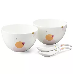 【NARUMI日本鳴海骨瓷】和風雅緻 水玉雙人餐具4件組