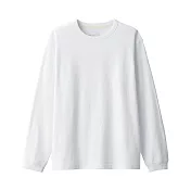 【MUJI 無印良品】男有機棉水洗粗織圓領長袖T恤 XL 白色