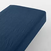 【MUJI 無印良品】柔舒水洗棉床包/S暗藍