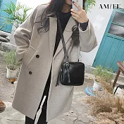 【AMIEE】日系保暖毛呢大衣外套(KDC-8509) M 灰色