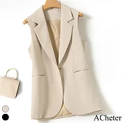 【ACheter】 西裝背心歐洲經典設計氣質休閒修身短版西裝背心 115682 M 杏色