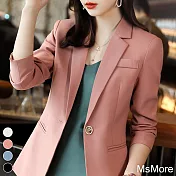 【MsMore】 小西裝外套韓版氣質知性休閒百搭西裝短版外套# 115677 M 粉紅色