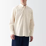 【MUJI 無印良品】男有機棉水洗牛津布扣領長袖襯衫 XL 原色