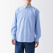 【MUJI 無印良品】男有機棉水洗牛津布扣領長袖襯衫 XL 淡藍