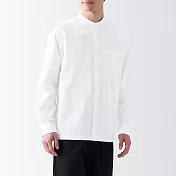 【MUJI 無印良品】男有機棉水洗牛津布立領長袖襯衫 XL 白色