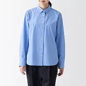 【MUJI 無印良品】女有機棉水洗平織布襯衫 S 淡藍