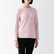 【MUJI 無印良品】女有機棉柔滑圓領長袖T恤 S 粉紅