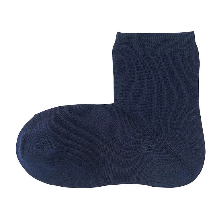 【MUJI 無印良品】女棉混足口柔軟舒適直角短襪23-25cm 暗藍