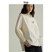 ltyp旅途原品 100%日本進口高密棉袖子褶皺廓形設計感襯衫 M L M 暖玉白