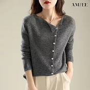 【AMIEE】開衫百搭單排針織上衣(KDTY-2830) F 炭灰色