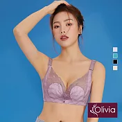 【Olivia】棉花糖系 無鋼圈超薄不露點蕾絲內衣 2XL 紫色