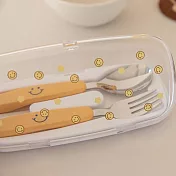 【韓國Dailylike】304不鏽鋼叉子+湯匙2件組(附收納盒) ‧ 笑臉