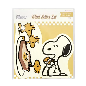 sun-star 日本製 Snoopy 美式風格系列 迷你信封信紙組 史努比 吃東西