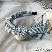 【卡樂熊】牛仔線條蝶結造型髮箍(兩色)- 淺藍
