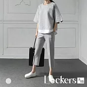 【Lockers 木櫃】春季設計感開叉上衣兩件套套裝 L112030605 M 灰色M
