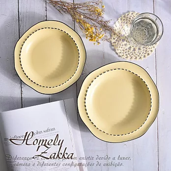 【Homely Zakka】北歐極簡奶油風啞光陶瓷餐盤餐具_大圓深盤(3色任選) 奶油黃