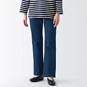 【MUJI 無印良品】女有機棉混彈性丹寧修身喇叭褲 22 藍色