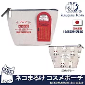 【Kusuguru Japan】日本眼鏡貓 小物收納包 吸磁開關門造型零錢包 NEKOMARUKE貓丸系列 -灰色