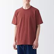 【MUJI 無印良品】男有機棉水洗粗織圓領短袖T恤 XS 煙燻粉