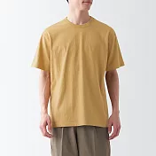 【MUJI 無印良品】男有機棉水洗粗織圓領短袖T恤 XS 芥黃