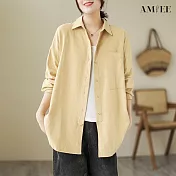 【AMIEE】素色寬版襯衫(KDTY-8308) XL 米黃色