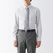 【MUJI 無印良品】男有機棉免熨燙扣領長袖襯衫 XS 灰色