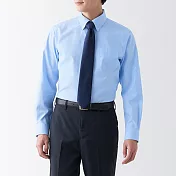 【MUJI 無印良品】男有機棉免熨燙扣領長袖襯衫 XS 淡藍