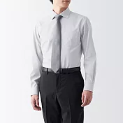 【MUJI 無印良品】男有機棉免熨燙半寬領襯衫 XS 灰色