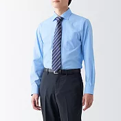 【MUJI 無印良品】男有機棉免熨燙半寬領襯衫 XS 淡藍