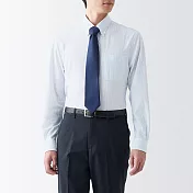 【MUJI 無印良品】男聚酯纖維免熨燙扣領長袖襯衫 S 白直紋