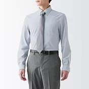 【MUJI 無印良品】男聚酯纖維免熨燙扣領長袖襯衫 S 深藍直紋
