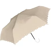 【NAKATANI】抗UV遮光遮熱耐強風花邊折傘(附傘套) ‧ 奶茶色