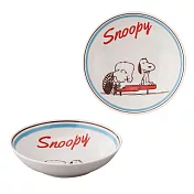 【日本YAMAKA】Snoopy史奴比 復古陶瓷餐碗17cm ‧ 白