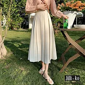 【Jilli~ko】高腰垂感西裝百搭A字壓褶傘長裙 M-L J10073 M 杏色
