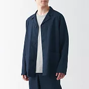 【MUJI 無印良品】男大麻襯衫式外套 S 深藍